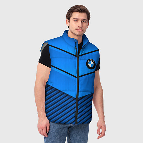 Мужской жилет BMW geometry blue / 3D-Светло-серый – фото 3