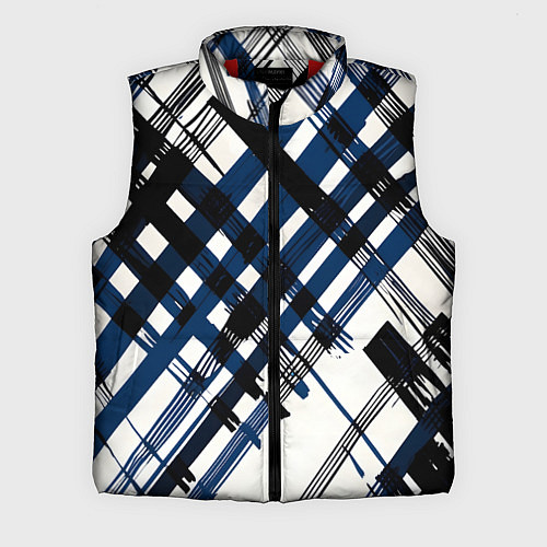 Мужской жилет Косая клетка бело-синяя / 3D-Красный – фото 1