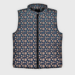 Мужской жилет Зимний паттерн тёмно-синий со снежинками, цвет: 3D-черный