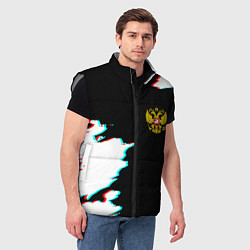 Мужской жилет Герб глитч краски, цвет: 3D-светло-серый — фото 2