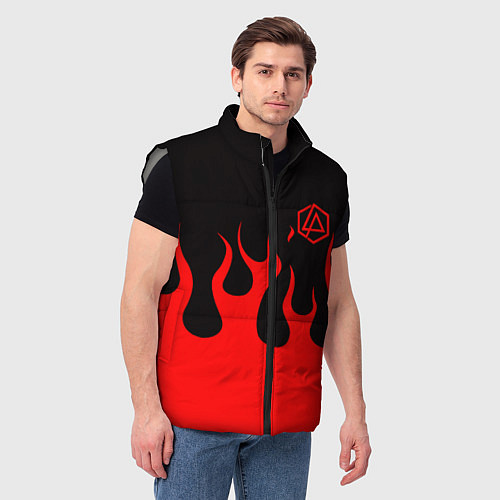 Мужской жилет Linkin park logo fire / 3D-Светло-серый – фото 3