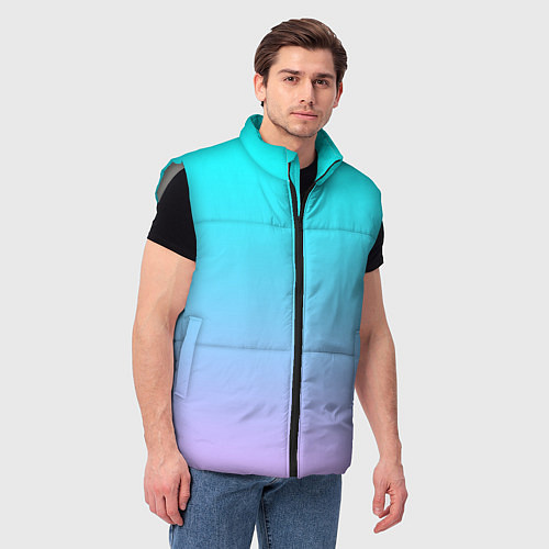 Мужской жилет Неоновые разводы градиента / 3D-Светло-серый – фото 3