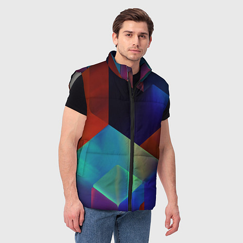 Мужской жилет Геометрия мозаика / 3D-Светло-серый – фото 3