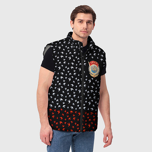 Мужской жилет Герб РФ и ссср ласточки / 3D-Светло-серый – фото 3