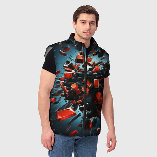 Мужской жилет Геометрический взрыв пластин / 3D-Светло-серый – фото 3