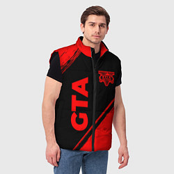 Мужской жилет GTA - red gradient вертикально, цвет: 3D-черный — фото 2