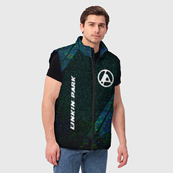 Мужской жилет Linkin Park 2024 glitch blue, цвет: 3D-черный — фото 2
