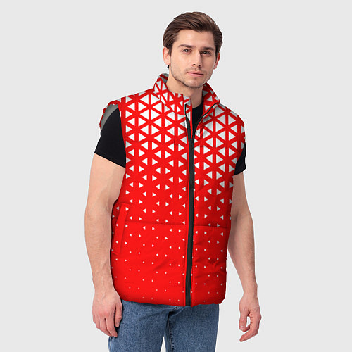 Мужской жилет Геометрический градиент - красно-белый / 3D-Светло-серый – фото 3