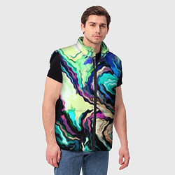 Мужской жилет Абстракция смесь красок сине-зелёный, цвет: 3D-черный — фото 2