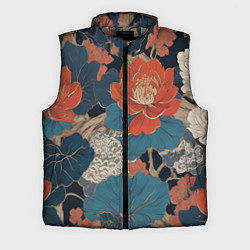 Мужской жилет Цветы в стиле иредзуми, цвет: 3D-светло-серый