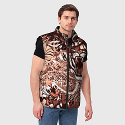 Мужской жилет Тигр дракон и самурай, цвет: 3D-черный — фото 2