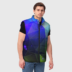 Мужской жилет Неоновые треугольники геометрия, цвет: 3D-черный — фото 2
