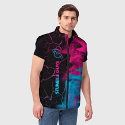 Мужской жилет Stumble Guys - neon gradient по-вертикали, цвет: 3D-черный — фото 2