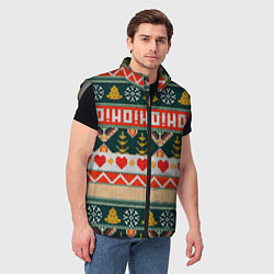 Мужской жилет Новогодняя вязанная текстура ho-ho, цвет: 3D-светло-серый — фото 2