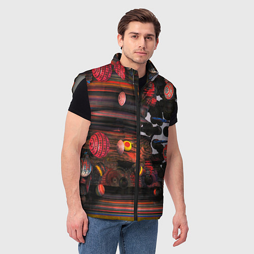 Мужской жилет Оптические фигуры абстракция / 3D-Светло-серый – фото 3