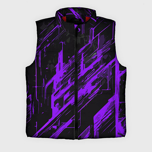 Мужской жилет Purple stripes on a black background / 3D-Красный – фото 1