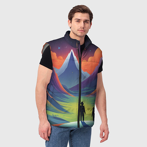 Мужской жилет Фантастический красочный пейзаж / 3D-Светло-серый – фото 3