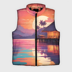 Мужской жилет Летний домик пальмы закат