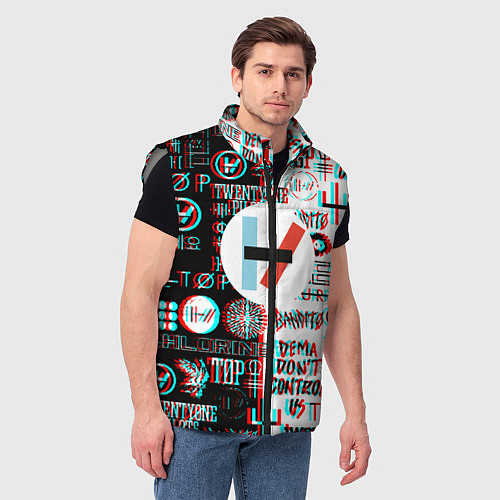 Мужской жилет Twenty one pilots glitch pattern / 3D-Светло-серый – фото 3