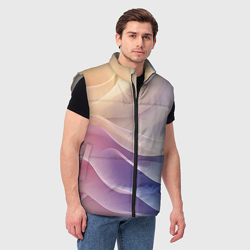 Мужской жилет Текстура с градиентом волны / 3D-Светло-серый – фото 3