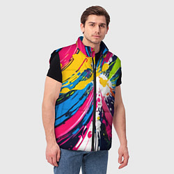 Мужской жилет Красочная абстракция - экспрессионизм, цвет: 3D-черный — фото 2