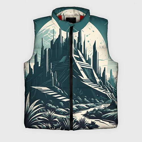 Мужской жилет Фантастика город / 3D-Красный – фото 1