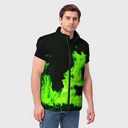 Мужской жилет Кислотный зелёный огонь, цвет: 3D-черный — фото 2