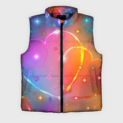 Мужской жилет Неоновые сердца со звездочками, цвет: 3D-черный