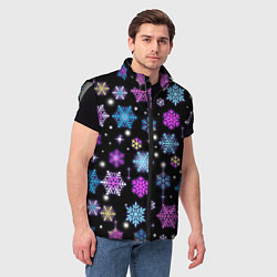 Мужской жилет Разноцветные снежинки, цвет: 3D-светло-серый — фото 2