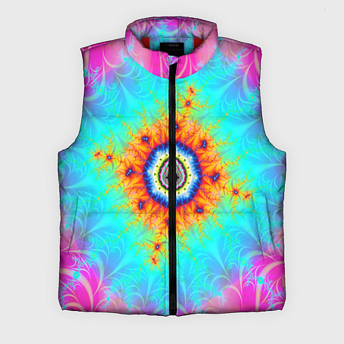 Мужской жилет Неоновый фрактальный узор психоделика / 3D-Красный – фото 1