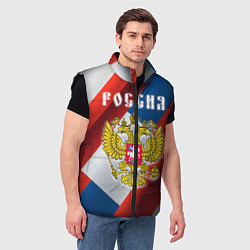 Мужской жилет Цвета флага России, паттерн, цвет: 3D-черный — фото 2