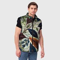 Мужской жилет Листья искусство, цвет: 3D-черный — фото 2