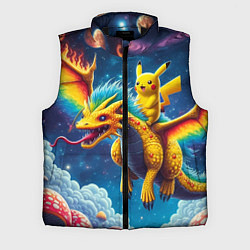 Мужской жилет Pikachu on a fabulous dragon - neon glow