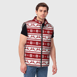 Мужской жилет Скандинавский полосатый орнамент с оленями, цвет: 3D-светло-серый — фото 2