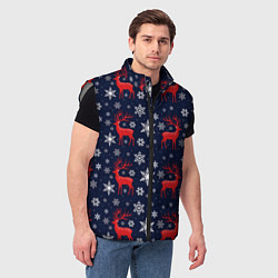 Мужской жилет Олени новогодние, цвет: 3D-светло-серый — фото 2