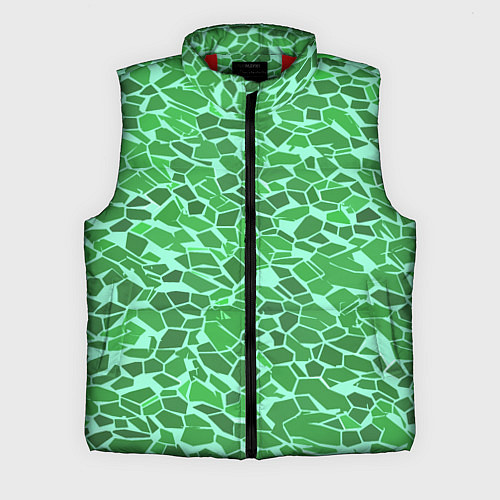 Мужской жилет Зелёные плитки на салатовом фоне / 3D-Красный – фото 1