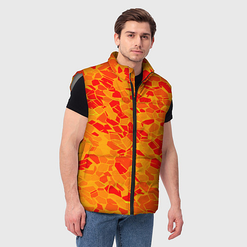 Мужской жилет Красные плитки на жёлтом фоне / 3D-Светло-серый – фото 3
