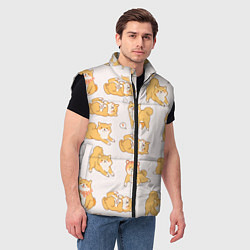 Мужской жилет Паттерн сиба ину, цвет: 3D-черный — фото 2