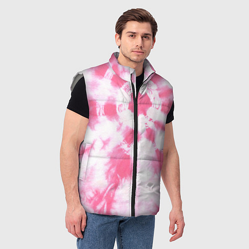 Мужской жилет Розовый тай дай / 3D-Светло-серый – фото 3