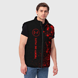 Мужской жилет Twenty One Pilots - red gradient по-вертикали, цвет: 3D-черный — фото 2