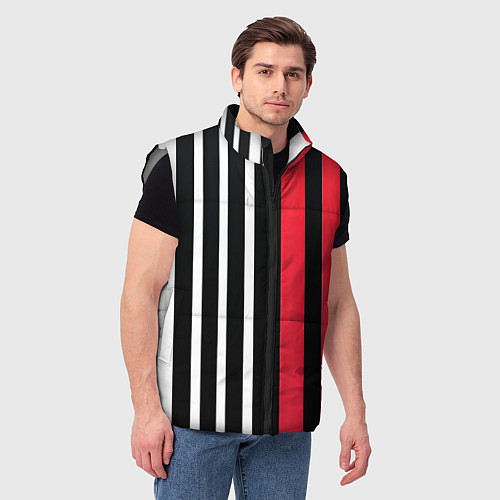 Мужской жилет Вертикальные полосы триколор красный / 3D-Светло-серый – фото 3
