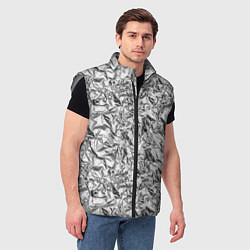 Мужской жилет Текстура мятой алюминиевой фольги, цвет: 3D-светло-серый — фото 2