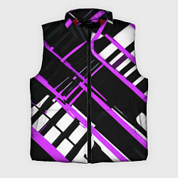 Мужской жилет Фиолетово-белые линии на чёрном фоне, цвет: 3D-красный