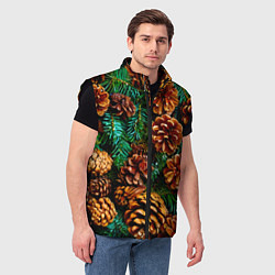 Мужской жилет Елочные ветки с шишками, цвет: 3D-черный — фото 2