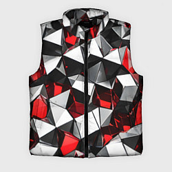 Мужской жилет Красно-белые рельефные треугольники на чёрном фоне, цвет: 3D-светло-серый