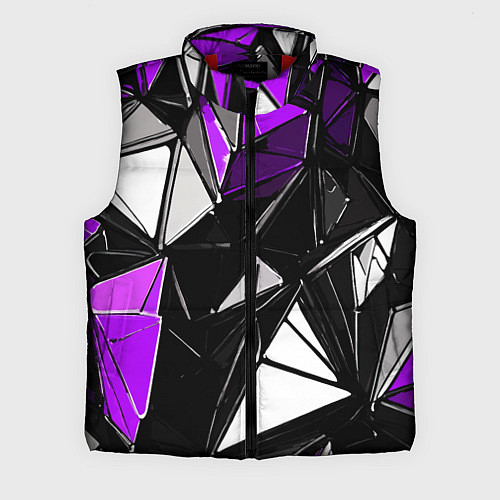 Мужской жилет Фиолетово-белые рельефные треугольники на чёрном ф / 3D-Красный – фото 1