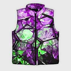 Мужской жилет Чёрно-зелёная абстракция на фиолетовом фоне, цвет: 3D-черный