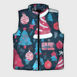 Мужской жилет Плюшевая новогодняя абстракция, цвет: 3D-светло-серый