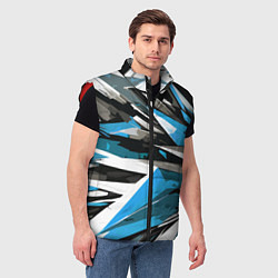 Мужской жилет Чёрно-сине-белая абстракция, цвет: 3D-красный — фото 2