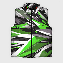 Мужской жилет Чёрно-зелёная-белая абстракция, цвет: 3D-красный